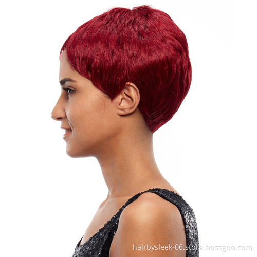 Noble Synthetic Short Wigs High Temperature Fiber 8 Inch Full Machine Made Wigs For Black Women 2 Colors Choice Heat Resistant